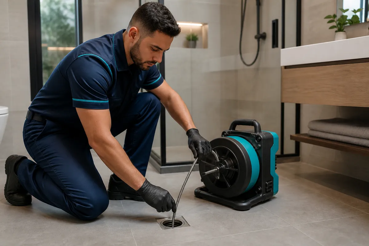 Desentupimento de ralo com equipamento profissional